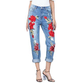 Vaqueros holgados bordados para mujer